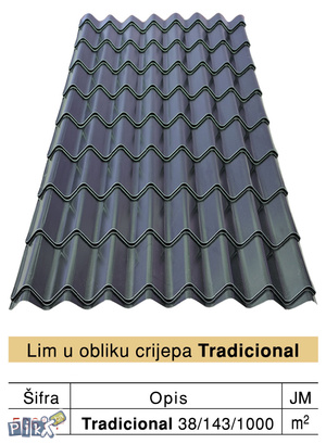 Lim u obliku crijepa TRADICIONAL 38/1000
