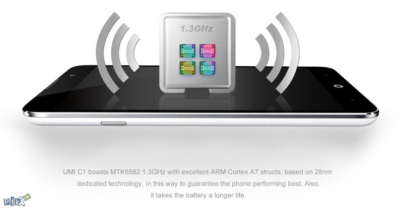 UMI C1,1.3GHZ Quad Core 5.5 Inch 1280*720, 16GB, 13MP