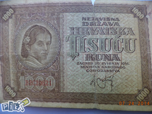novčanica 1000 kuna   1941god.
